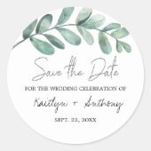 Botanische Waterverf Greenery Eucalyptus Ronde Sticker (Voorkant)