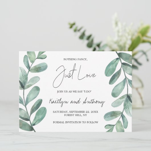 Botanische Waterverf Greenery Eucalyptus Save The Date (Staand voorkant)