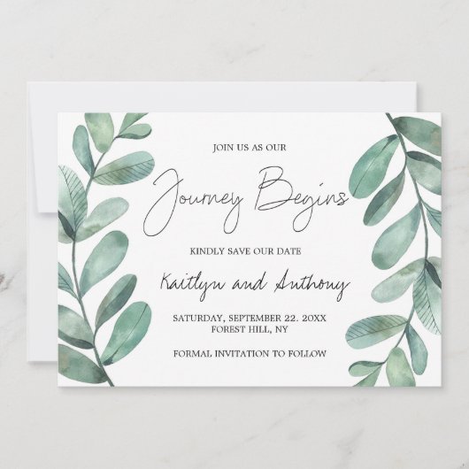 Botanische Waterverf Greenery Eucalyptus Save The Date (Voorkant)