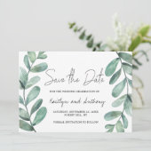 Botanische Waterverf Greenery Eucalyptus Save The Date (Staand voorkant)