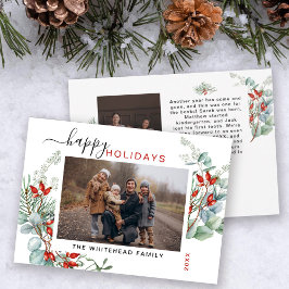 Botanische Waterverf Greenery Foto Feestdagenkaart