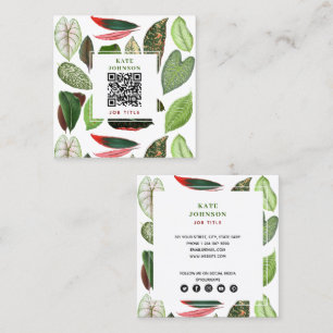 Botanische Waterverf Greenery laat QR-code achter Vierkante Visitekaartje