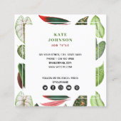 Botanische Waterverf Greenery laat QR-code achter Vierkante Visitekaartje (Achterkant)