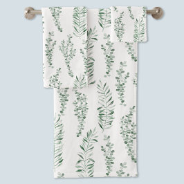 Botanische Waterverf Greenery Leaves Bad Handdoek