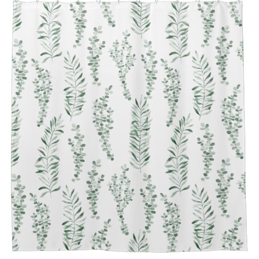 Botanische Waterverf Greenery Leaves Douchegordijn (Voorkant)
