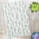 Botanische Waterverf Greenery Leaves Theedoek<br><div class="desc">Moderne,  groene en witte waterverf eucalyptusbladeren en groene vormgeving voor een schone,  nieuwe look. Originele kunst van Nic Squirrell.</div>