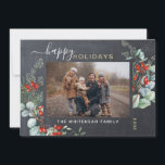 Botanische Waterverf Greenery Photo Chalkboard Feestdagenkaart<br><div class="desc">Je zult van deze mooie kerstkaarten houden! Ze hebben botanische waterverf met mistletoe,  pijnboomtakken,  bessen en de adem van baby's.</div>