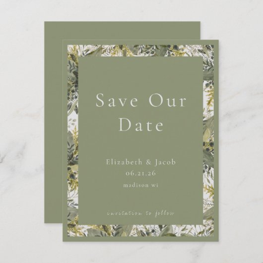 Botanische Waterverf Greenery Save the Date (Voorkant / Achterkant)