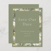 Botanische Waterverf Greenery Save the Date (Voorkant / Achterkant)