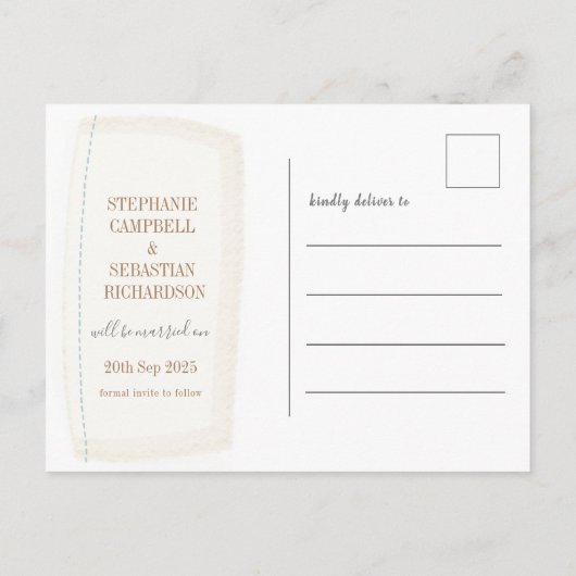 Botanische Waterverf Greenery Save the Date Aankondigingskaart (Achterkant)