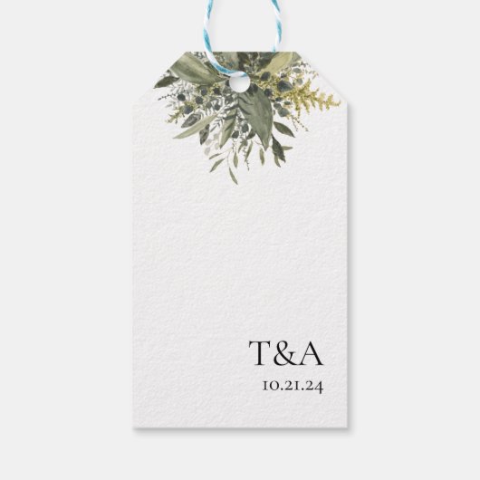 Botanische Waterverf Greenery Wedding Favor Labels Cadeaulabel (Achterkant)