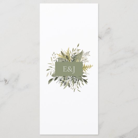 Botanische Waterverf Greenery Wedding Menu (Achterkant)