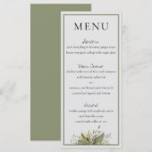 Botanische Waterverf Greenery Wedding Menu (Voorkant / Achterkant)