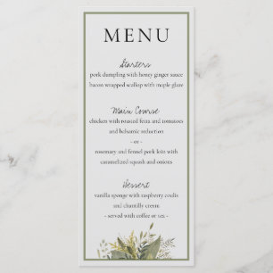 Botanische Waterverf Greenery Wedding Menu