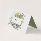 Botanische Waterverf Greenery Wedding Place Card Kaart (Achterkant)