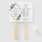Botanische Waterverf Greenery Wedding Program Fan Handwaaier (Voorkant en achterkant)