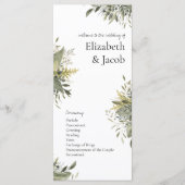 Botanische Waterverf Greenery Wedding Programme (Voorkant)