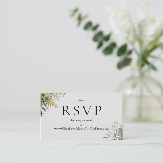 Botanische Waterverf Greenery Wedding RSVP Kaart (Staand voorkant)