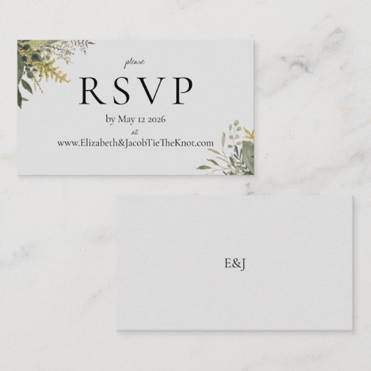 Botanische Waterverf Greenery Wedding RSVP Kaart (Voorkant / Achterkant)