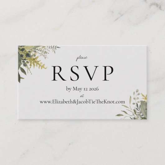 Botanische Waterverf Greenery Wedding RSVP Kaart (Voorkant)
