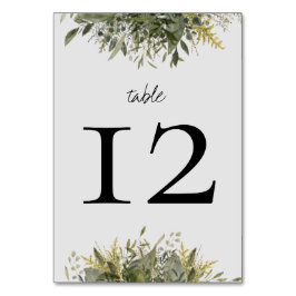 Botanische Waterverf Greenery Wedding Table Number Kaart