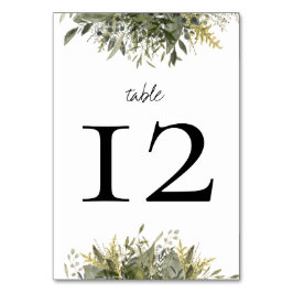 Botanische Waterverf Greenery Wedding Table Number Kaart