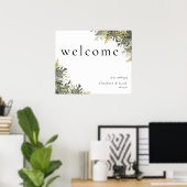 Botanische Waterverf Greenery Wedding Welcome Sign Poster (Thuiskantoor)