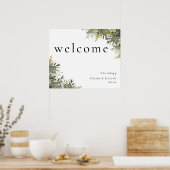 Botanische Waterverf Greenery Wedding Welcome Sign Poster (Keuken)