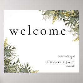 Botanische Waterverf Greenery Wedding Welcome Sign Poster