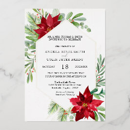 Botanische Waterverf Grieks kerstfeest Folie Uitnodiging