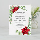 Botanische Waterverf Grieks kerstfeest Folie Uitnodiging (Staand Voorkant)