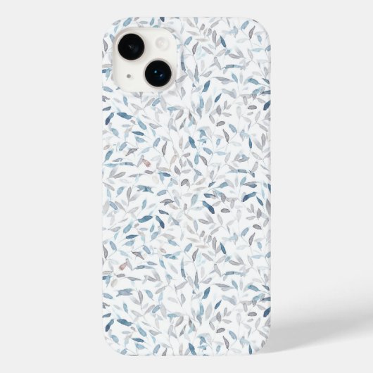 Botanische waterverf grijs blauw bladeren op wit Case-Mate iPhone case (Achterkant)