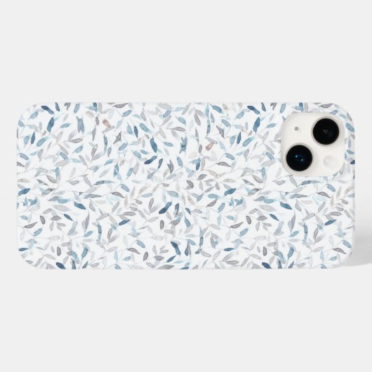 Botanische waterverf grijs blauw bladeren op wit Case-Mate iPhone case (Achterkant (horizontaal))