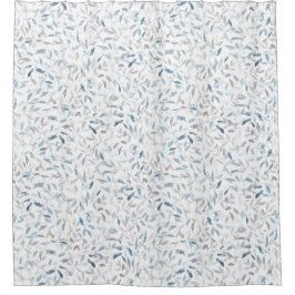 Botanische waterverf grijs blauw bladeren op wit douchegordijn