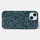 Botanische waterverf grijsblauwe bladeren op donke Case-Mate iPhone case (Achterkant (horizontaal))