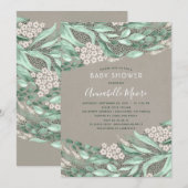 Botanische Waterverf groen Baby shower Kaart (Voorkant / Achterkant)