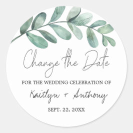 Botanische Waterverf groen Eucalyptus Classic R Ronde Sticker