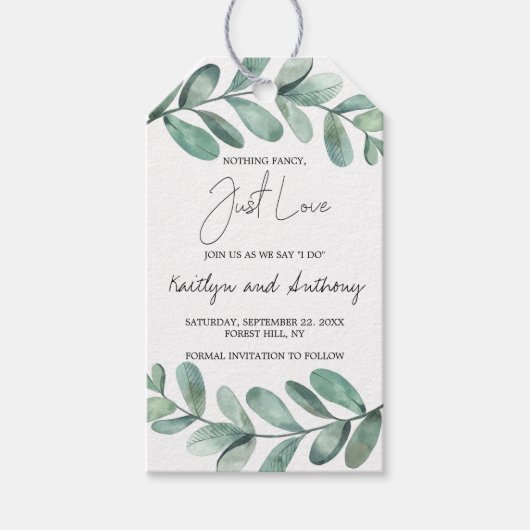 Botanische Waterverf groen Eucalyptus Gift Labels Cadeaulabel (Voorkant)
