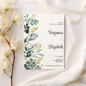 Botanische waterverf groen goud groen groen bruilo kaart