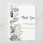 Botanische waterverf groen goudgroen Dank u Kaart (Voorkant)