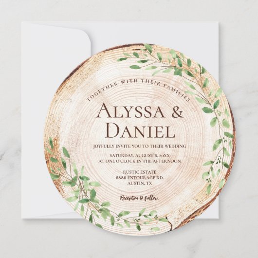 Botanische waterverf groen houten plak rustiek kaart (Voorkant)