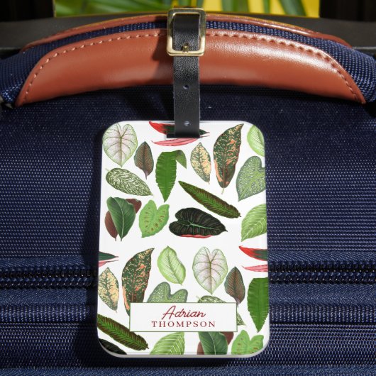 Botanische Waterverf groene bladeren Bagagelabel (Voorkant Insitu 2)