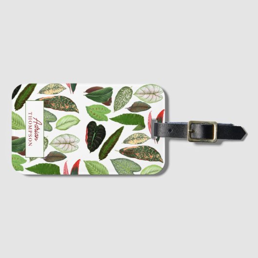 Botanische Waterverf  groene bladeren Bagagelabel (Voorkant (horizontaal))