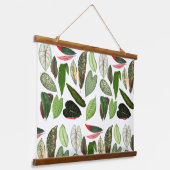 Botanische Waterverf groene bladeren Hangend Wandkleed (Gebogen)