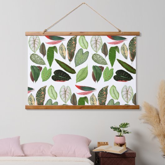 Botanische Waterverf groene bladeren Hangend Wandkleed (Slaapkamer)