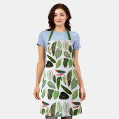 Botanische Waterverf  groene bladeren Schort (Gedragen)