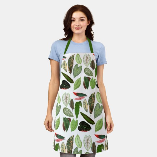 Botanische Waterverf  groene bladeren Schort (Gedragen)