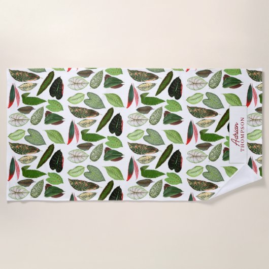 Botanische Waterverf  groene bladeren Strandlaken (Voorkant)