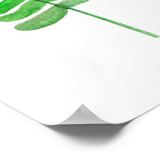 botanische waterverf. Groene en blauwe bloem Poster (Hoek)