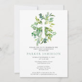 Botanische Waterverf Groenen Eerste Heilige Commun Kaart (Voorkant)